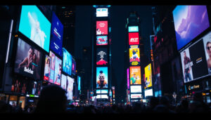 A photograph of capture a photograph of the vibrant led billboards in times square