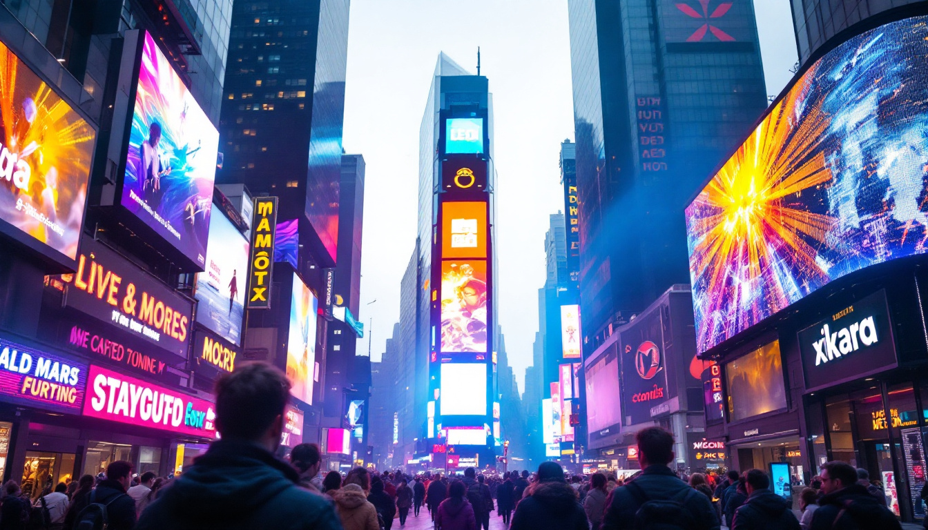 A photograph of a vibrant led display in action
