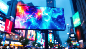 A photograph of capture a photograph of a vibrant outdoor led display in action
