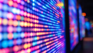 A photograph of a vibrant led display in action