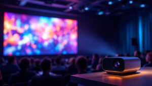 A photograph of a modern led projector screen in use