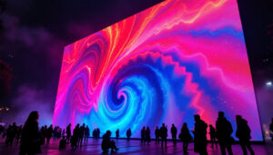 A photograph of capture a photograph of the world's largest led display in action