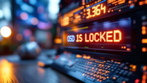 A photograph of a close-up shot of an led display screen showing the "osd is locked" message
