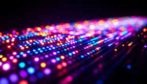 A photograph of capture a photograph of a vibrant custom led matrix display in action