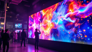 A photograph of a vibrant led display in action