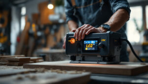A photograph of a door planer in action
