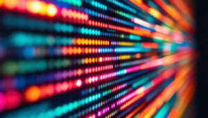 A photograph of a close-up of an led display showing a moiré pattern