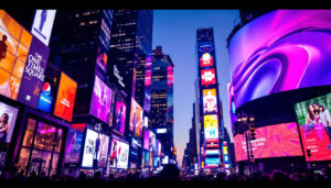 A photograph of capture a photograph of the vibrant led display at one times square