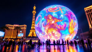 A photograph of capture a photograph of the eye sphere in las vegas