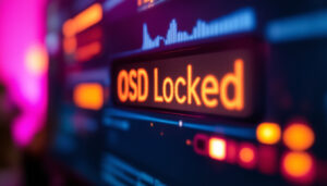 A photograph of a close-up view of a monitor displaying an "osd locked" message