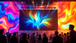A photograph of a vibrant led display in action at an event