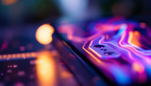 A photograph of a close-up of a 1-inch lcd screen displaying vibrant colors and detailed graphics