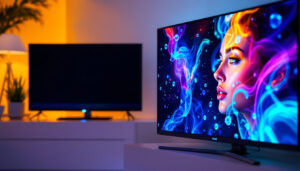 A photograph of capture a photograph of a side-by-side comparison of an lcd and an led television
