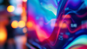 A photograph of a close-up shot of an lcd display screen showcasing vibrant colors and sharp details
