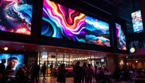 A photograph of capture a photograph of the vibrant led display at cinema beaverton