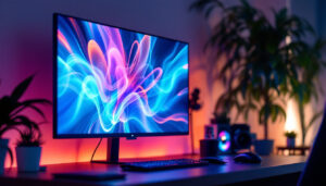 A photograph of a vibrant led display in use
