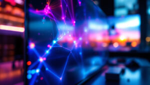 A photograph of a close-up view of an oled display showcasing vibrant colors and deep blacks