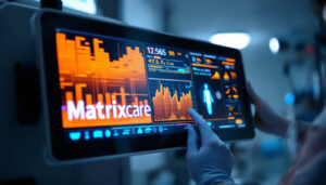 A photograph of a close-up view of the matrixcare system's led display in use