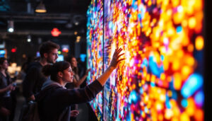 A photograph of a vibrant led display in use