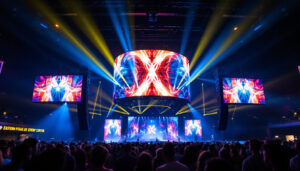 A photograph of capture a photograph of the eastern oregon trade and event center's vibrant led display in action