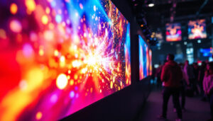 A photograph of a vibrant led video display in action