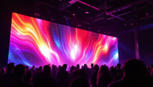 A photograph of a vibrant led wall display in action at an event
