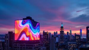 A photograph of capture a photograph of the vibrant led display at 599 11th avenue