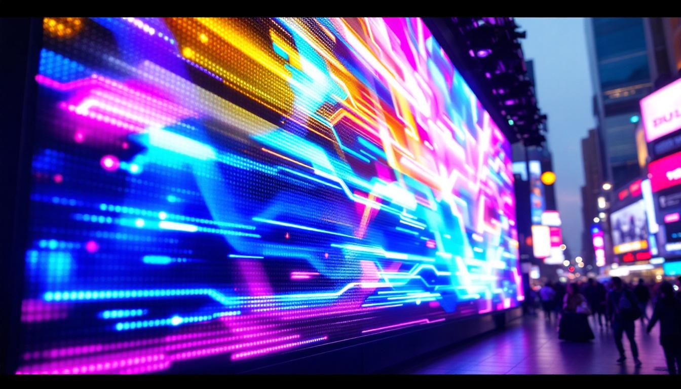 A photograph of a vibrant and dynamic dv led display in action