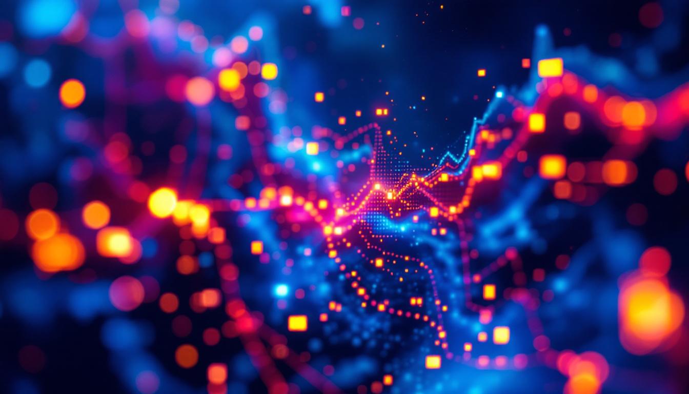 A photograph of a close-up view of a vibrant lcd digital display in use