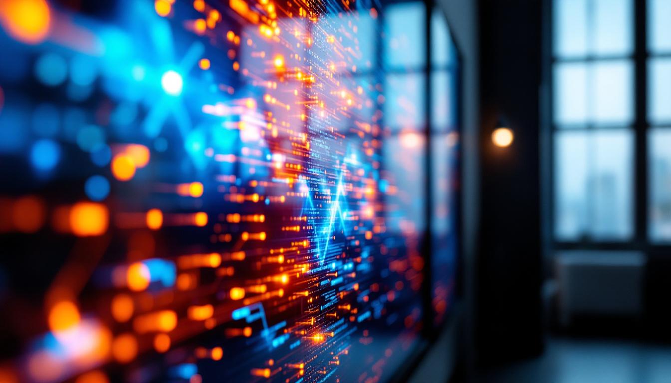 A photograph of capture a photograph of a vibrant led backlit lcd panel displaying a vivid image or video