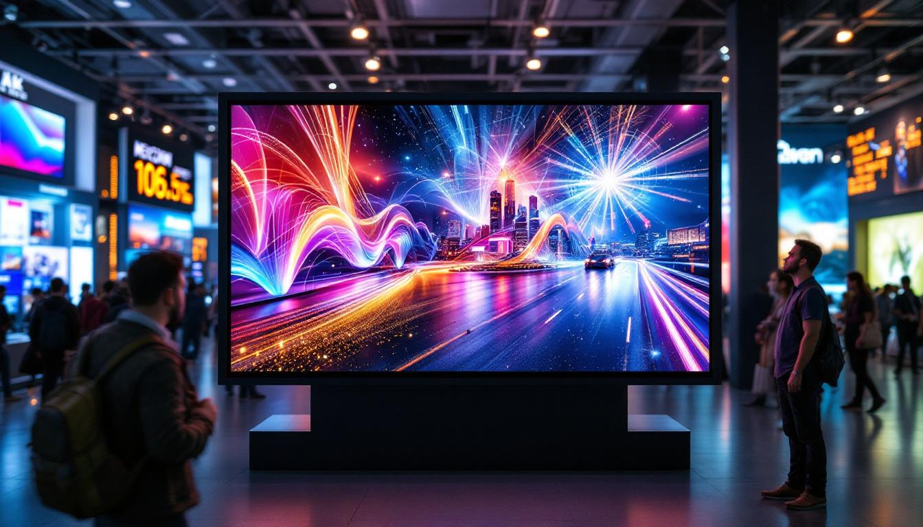 A photograph of a high-resolution led display in a dynamic setting