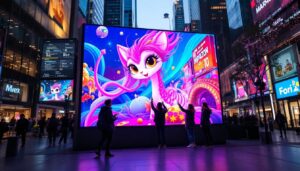 A photograph of a vibrant outdoor led display in use