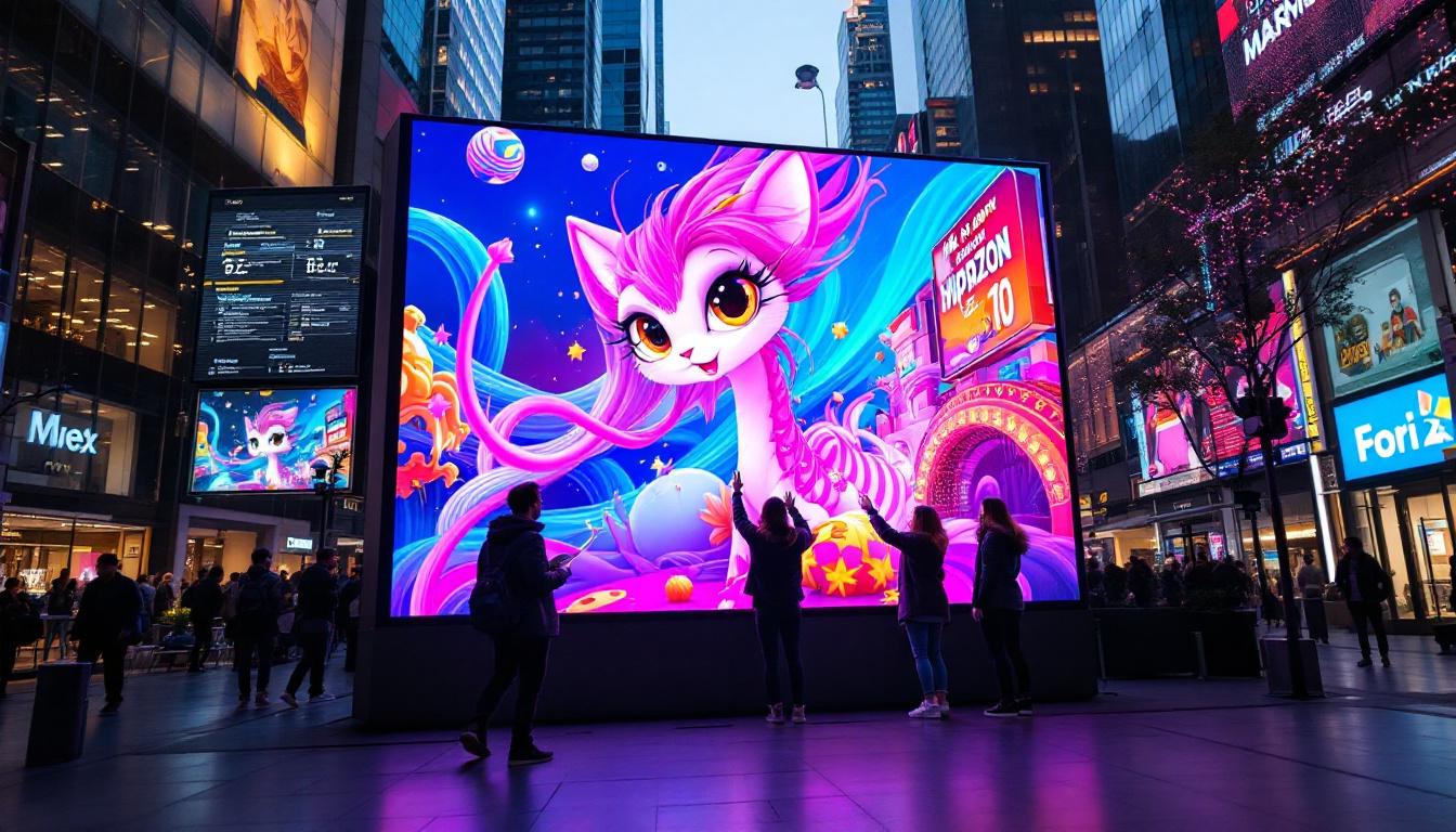A photograph of a vibrant outdoor led display in use