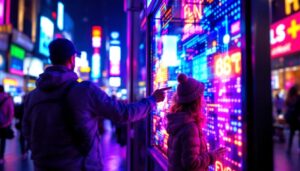 A photograph of a vibrant led panel display in action