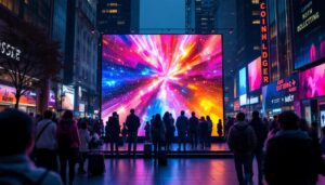 A photograph of a vibrant outdoor led display in action