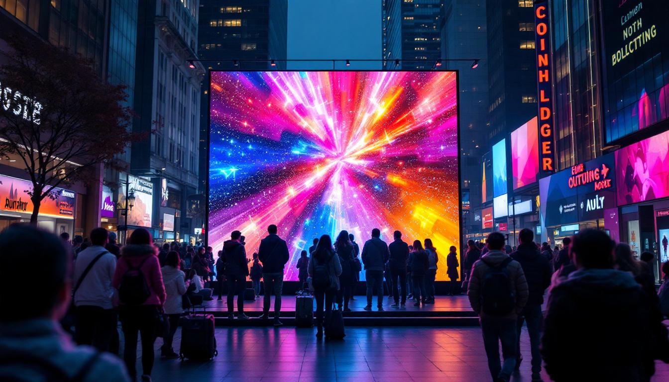 A photograph of a vibrant outdoor led display in action