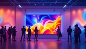 A photograph of a vibrant led video wall in an engaging setting