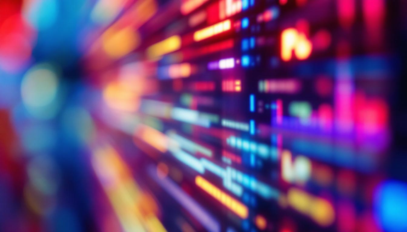 A photograph of a close-up shot of a vibrant led display in action