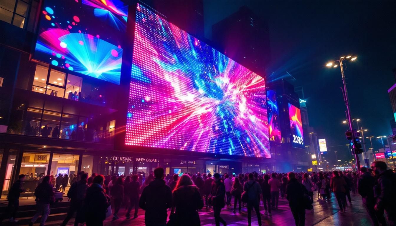 A photograph of a vibrant led display in action