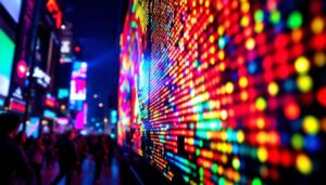 A photograph of capture a photograph of a vibrant led display in action