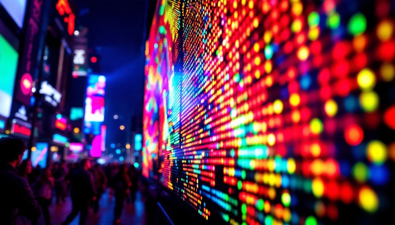 A photograph of capture a photograph of a vibrant led display in action