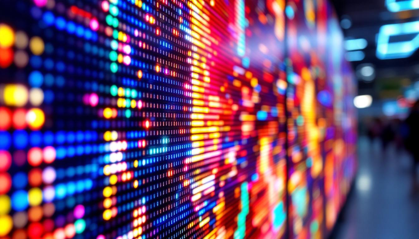 A photograph of a vibrant liantronics led display in action