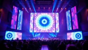 A photograph of capture a photograph of the vibrant led display at brooklyn tabernacle church