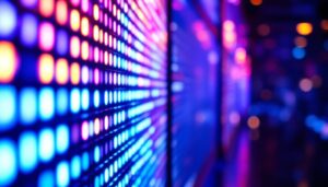 A photograph of capture a photograph of a vibrant led display showcasing both smd and traditional led technology side by side