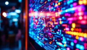 A photograph of capture a photograph of a vibrant led display showcasing a dynamic
