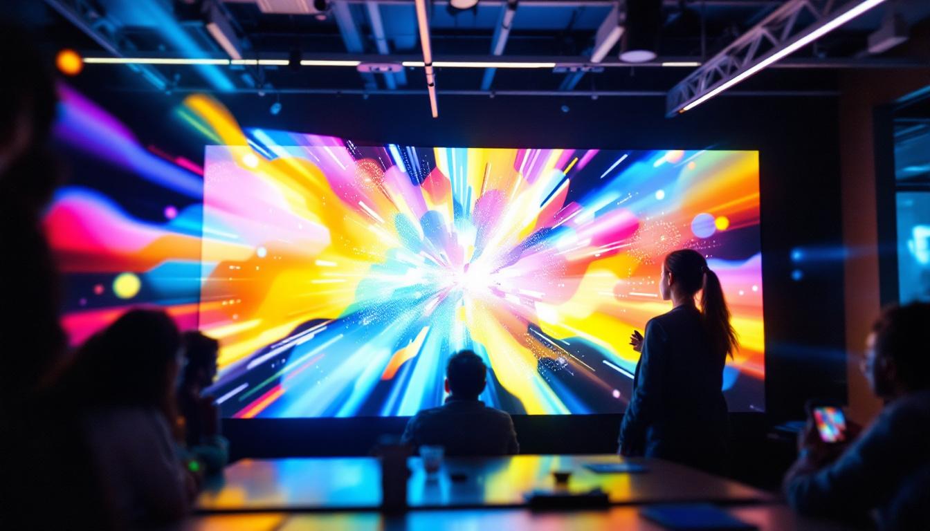 A photograph of a vibrant led display in action