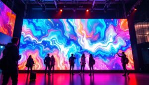 A photograph of a vibrant led display in action