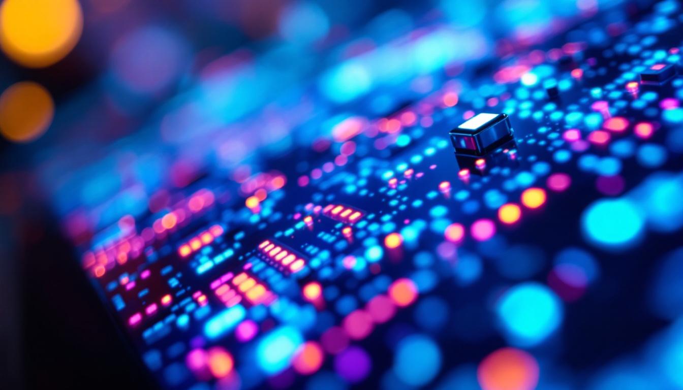 A photograph of a close-up of a vibrant micro-led display showcasing intricate details and vivid colors