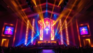 A photograph of the vibrant led display at calvary temple in wayne