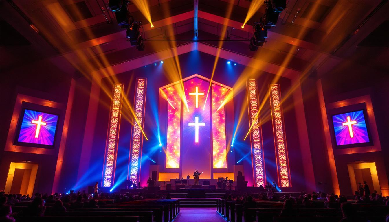 A photograph of the vibrant led display at calvary temple in wayne